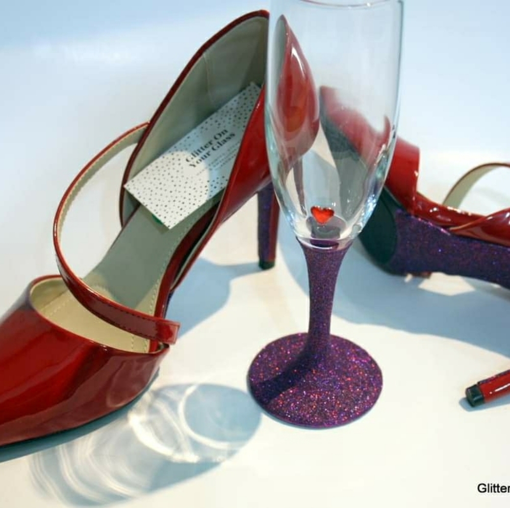 NWOT customized purple glitter soles